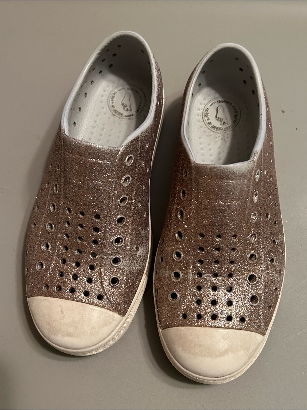Native Glitter Brown Slip-On Kids Shoes